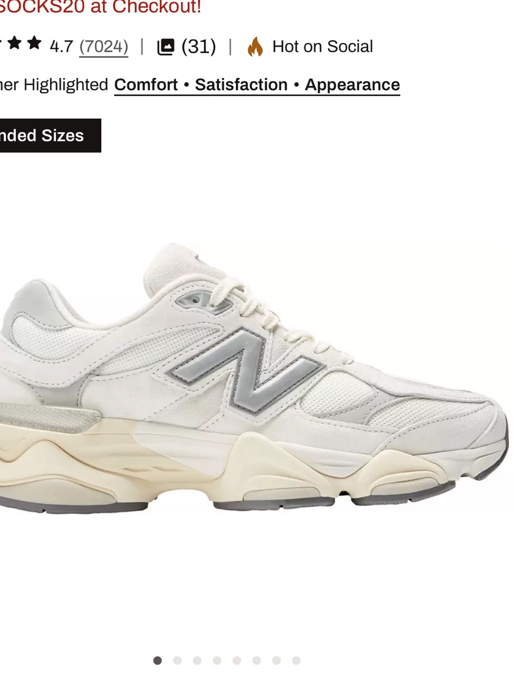 New Balance Women's 9060 Sea Salt Runner size 7.5